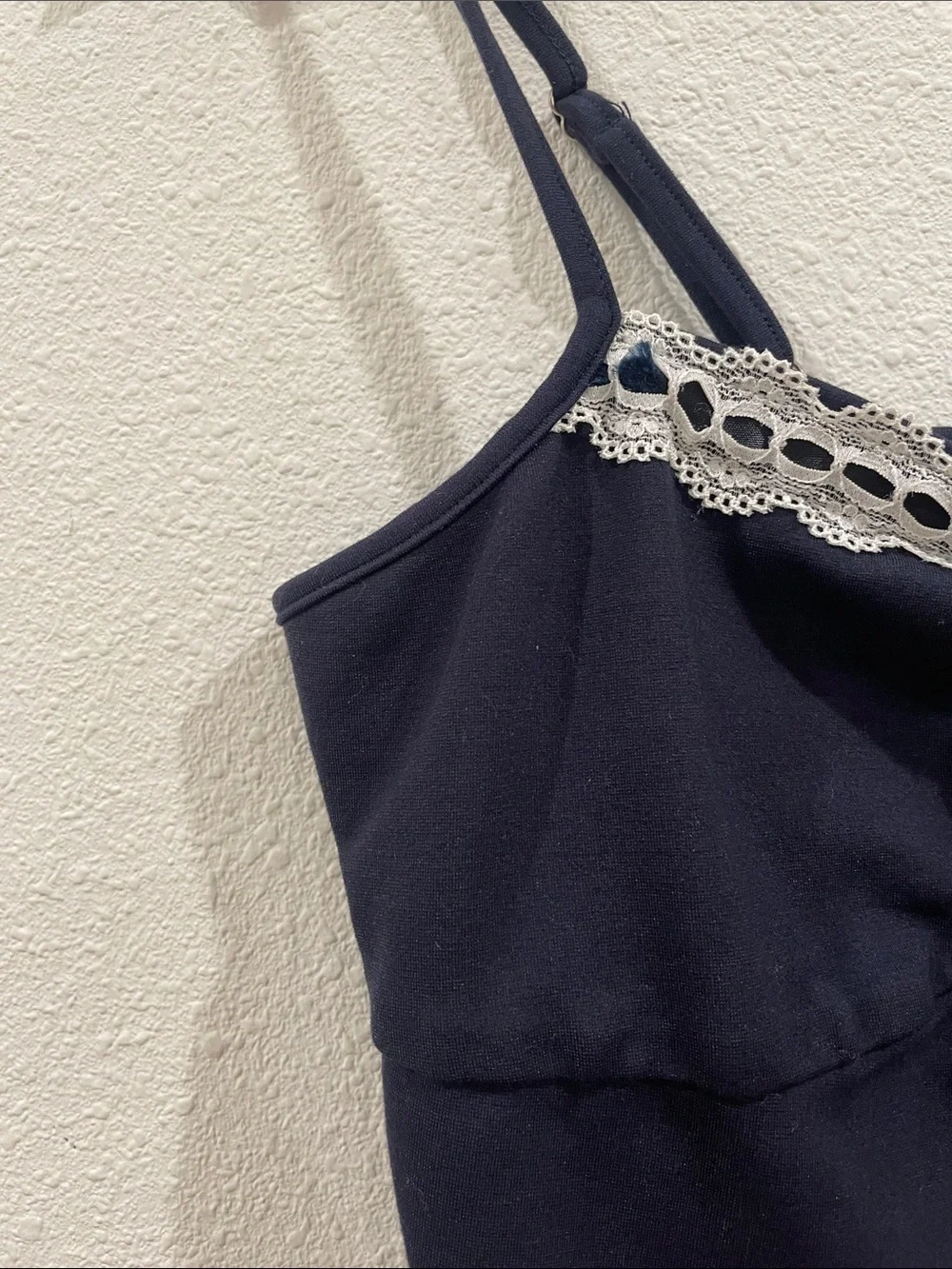 Pretty Garbage Lace Trim Cami and Skirt Matching Set Navy Blue Bows Romantic M